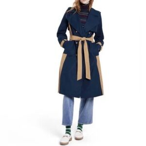 NWT La Ligne x Target Navy and Tan Double Breasted Trench Coat XL